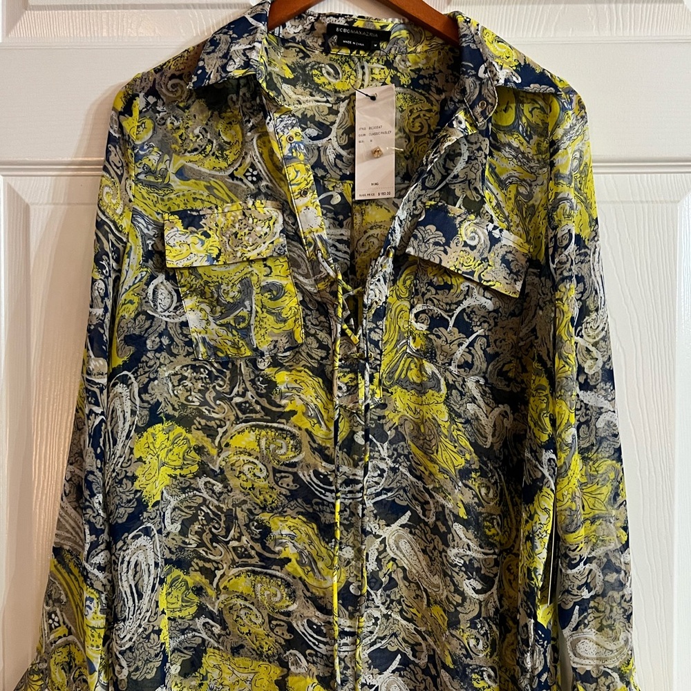 BCBG Yellow, Blue & White Color Design Size M New With Tags